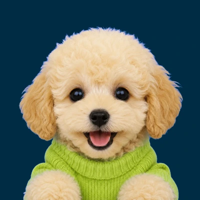 A cream toy poodle puppy